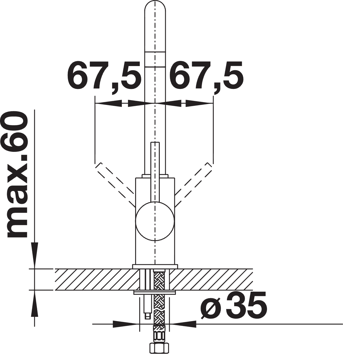 BLANCO Mili Single Lever Kitchen Mixer Tap Side View with Lever