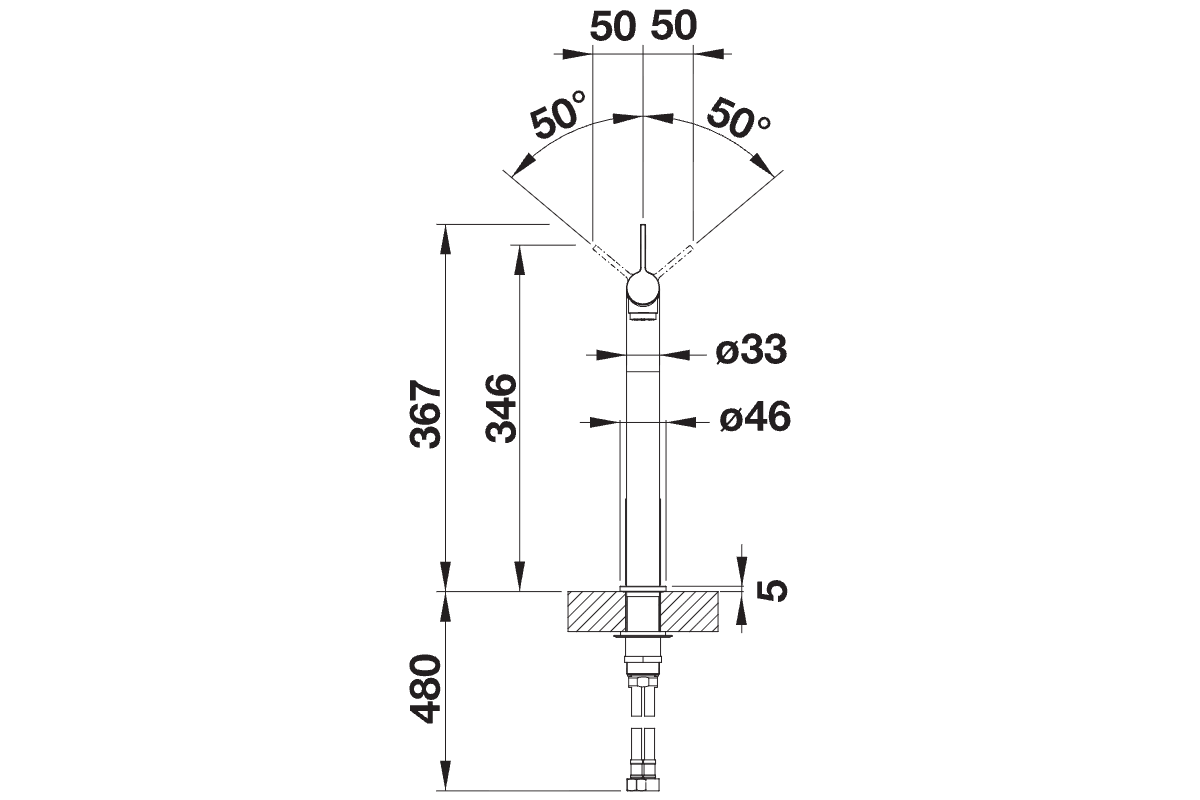 BLANCO Vonda Single Lever Kitchen Mixer Tap Side View with Lever