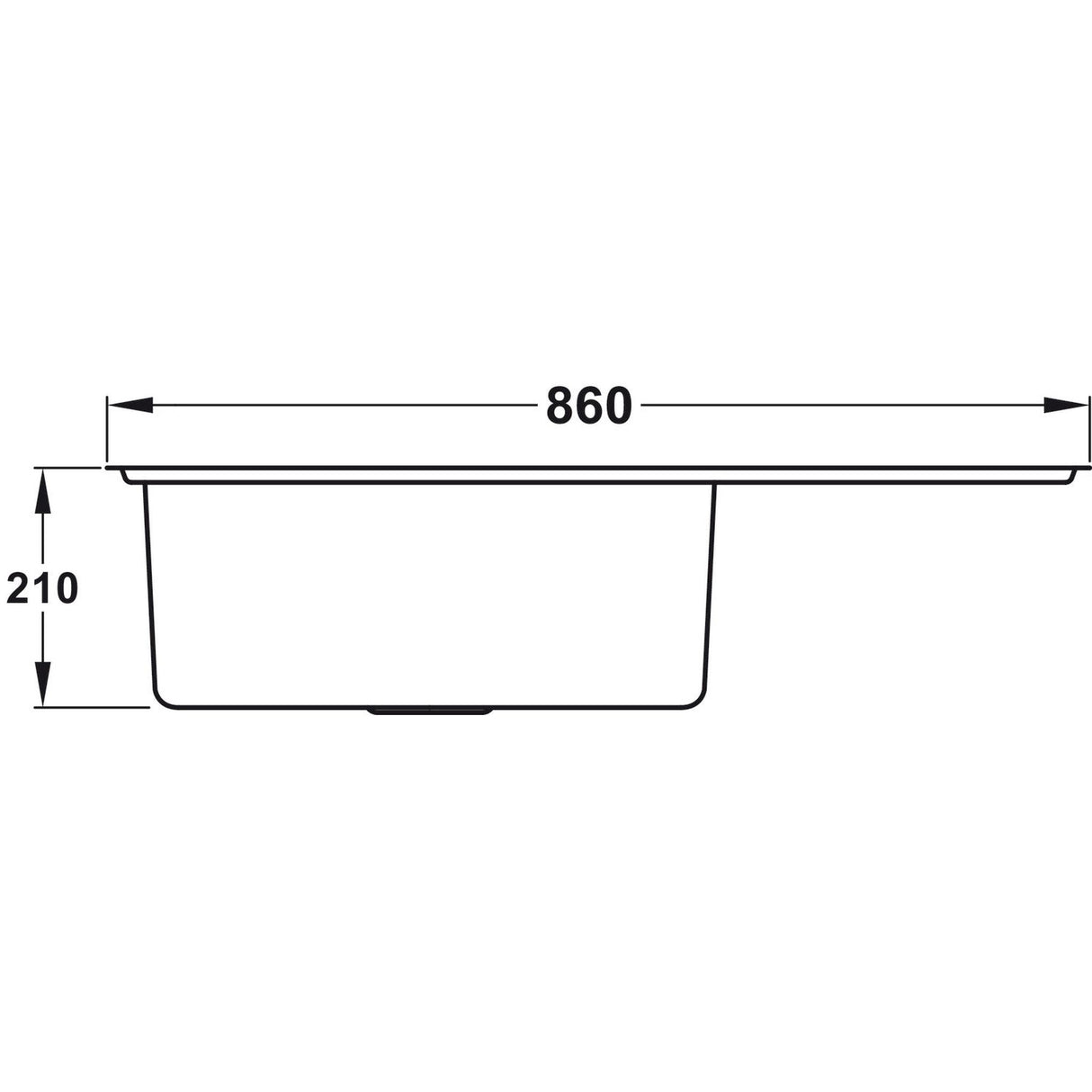 Rangemaster Boston Inset Mount Single Bowl Kitchen Sink For 600mm Cabinet in Stainless Steel Right Depth Dimension