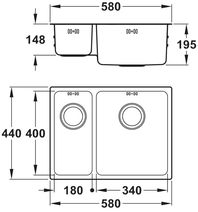 Abode Matrix R25 1.5 Bowl Premium Stainless Steel Inset/Undermount Kitchen Sink