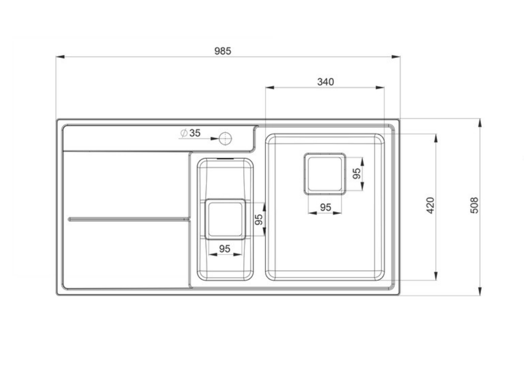 Rangemaster Arlington Inset Mount One and Half Bowl Kitchen Sink in Stainless Steel