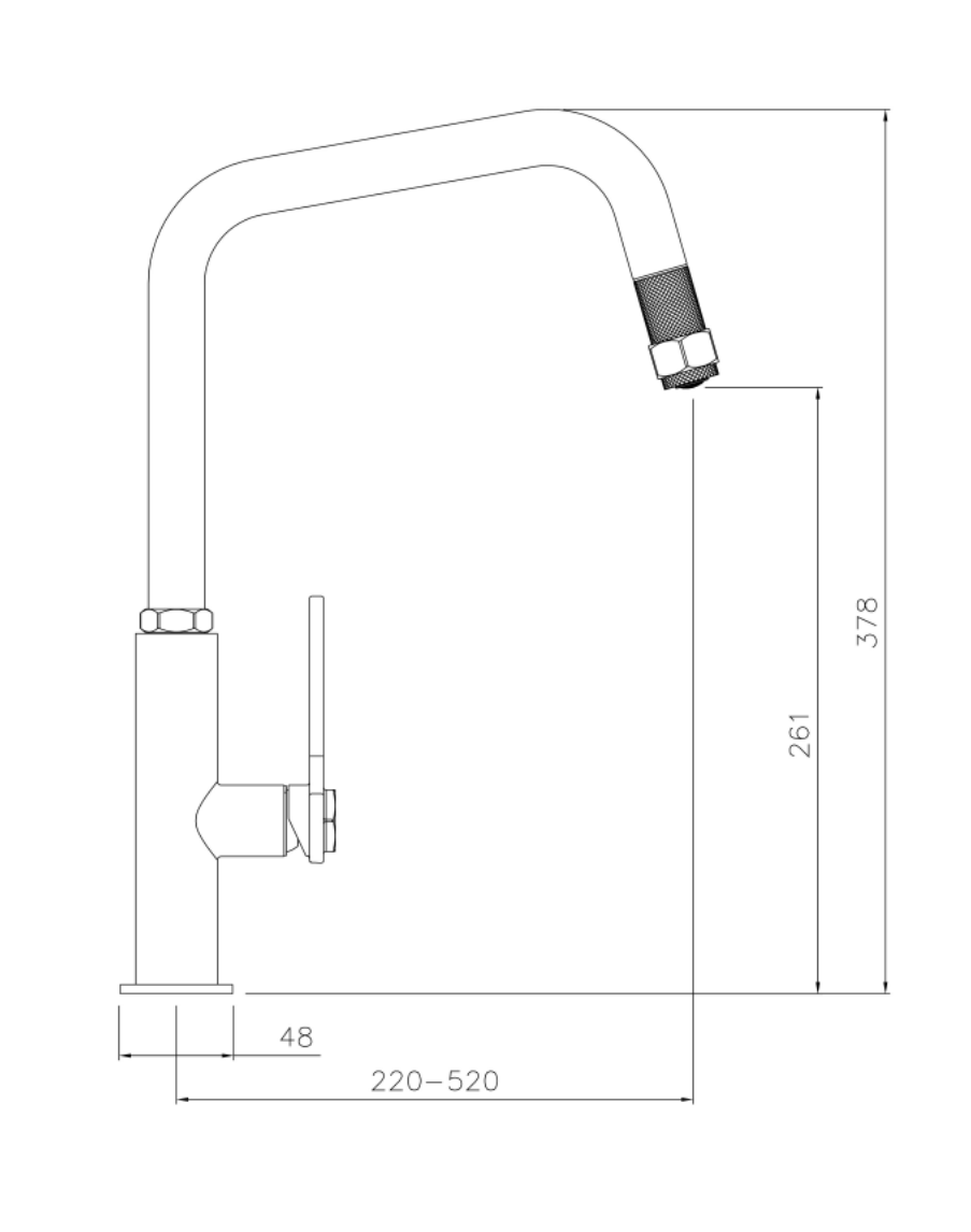 Abode Hex Single Lever Pull Out U-Spout Kitchen Mixer Tap