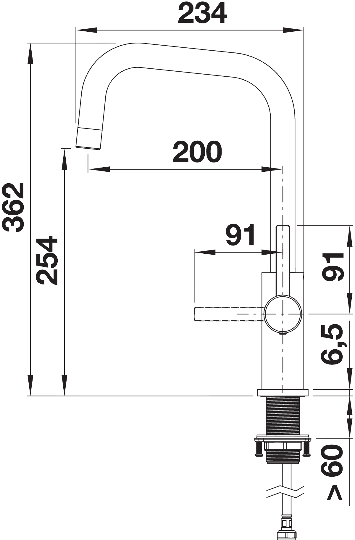 BLANCO Jandora Twin Dual Lever Kitchen Mixer Tap Dimensions