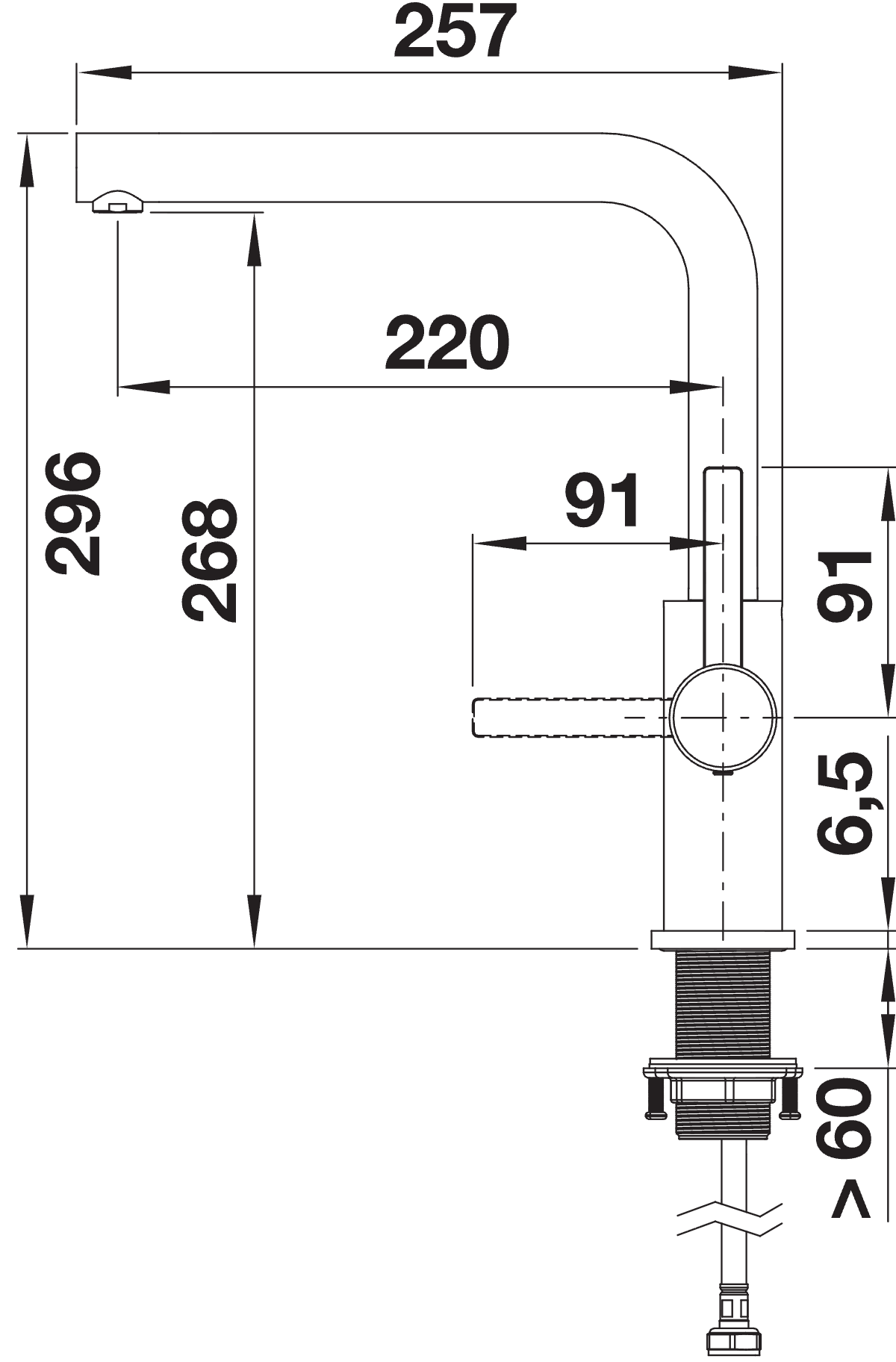 BLANCO Lanora Twin Lever Kitchen Mixer Tap Dimensions