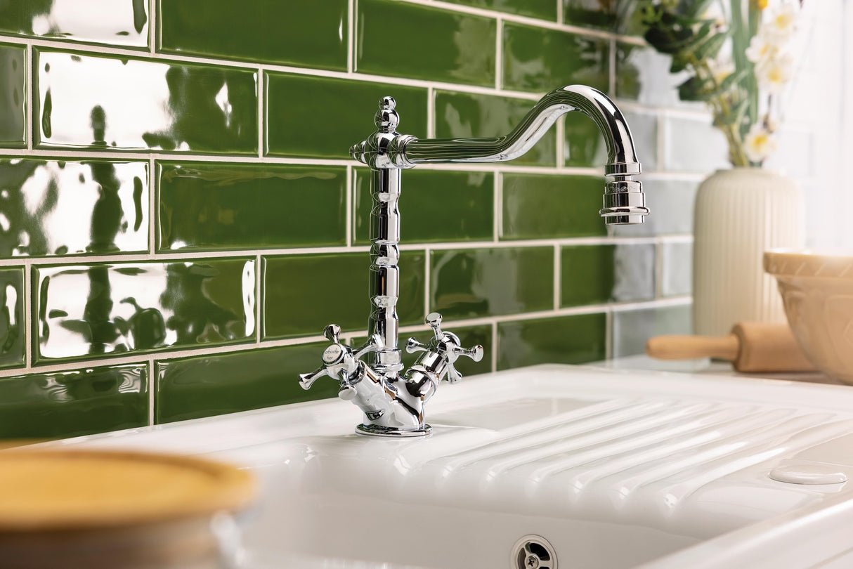 Abode Melford Dual Lever Country Style Kitchen Mixer Tap