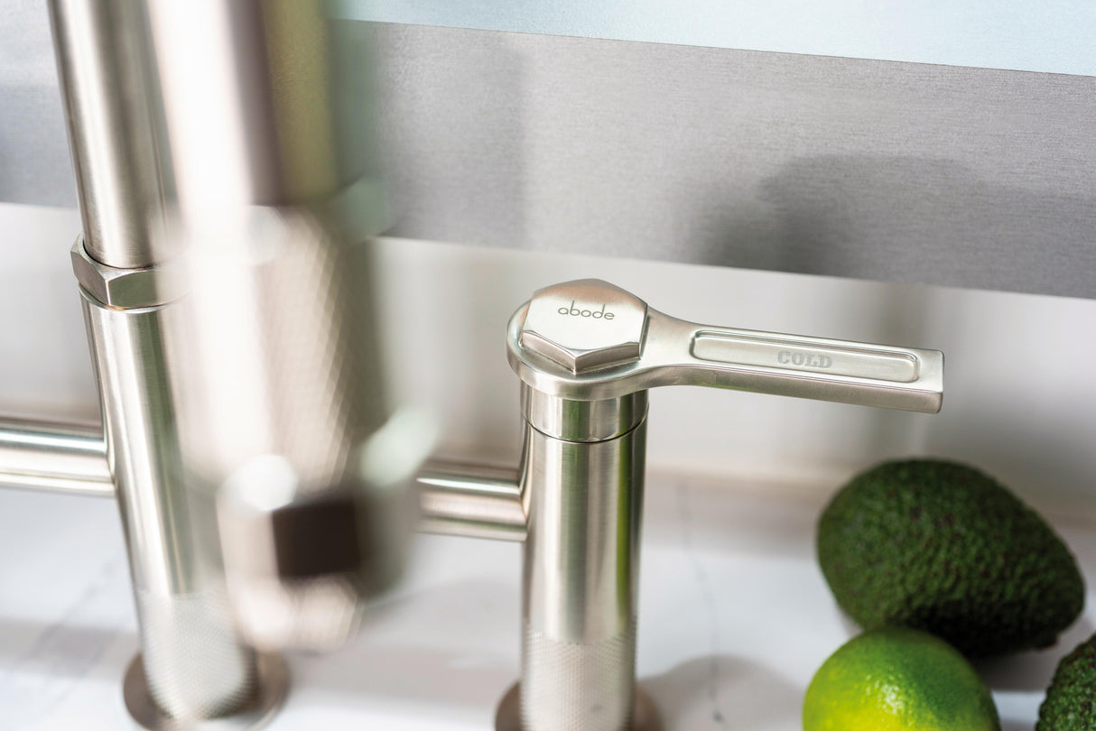 Abode Hex Dual Lever Pull Out Spray Bridge Kitchen Mixer Tap