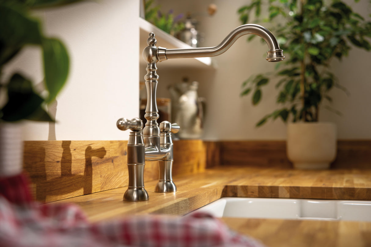 Abode Mayenne Dual Lever Traditional Bridge Kitchen Mixer Tap