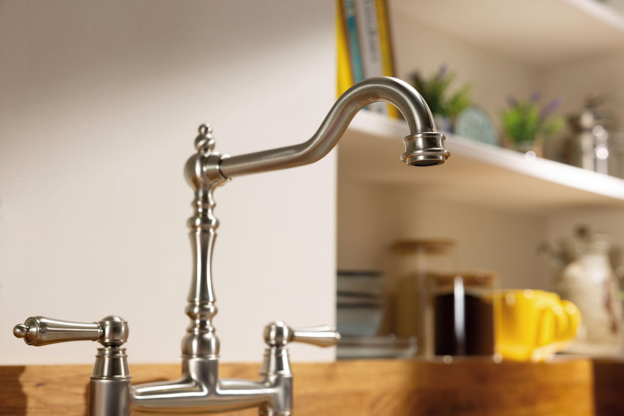 Abode Mayenne Dual Lever Traditional Bridge Kitchen Mixer Tap