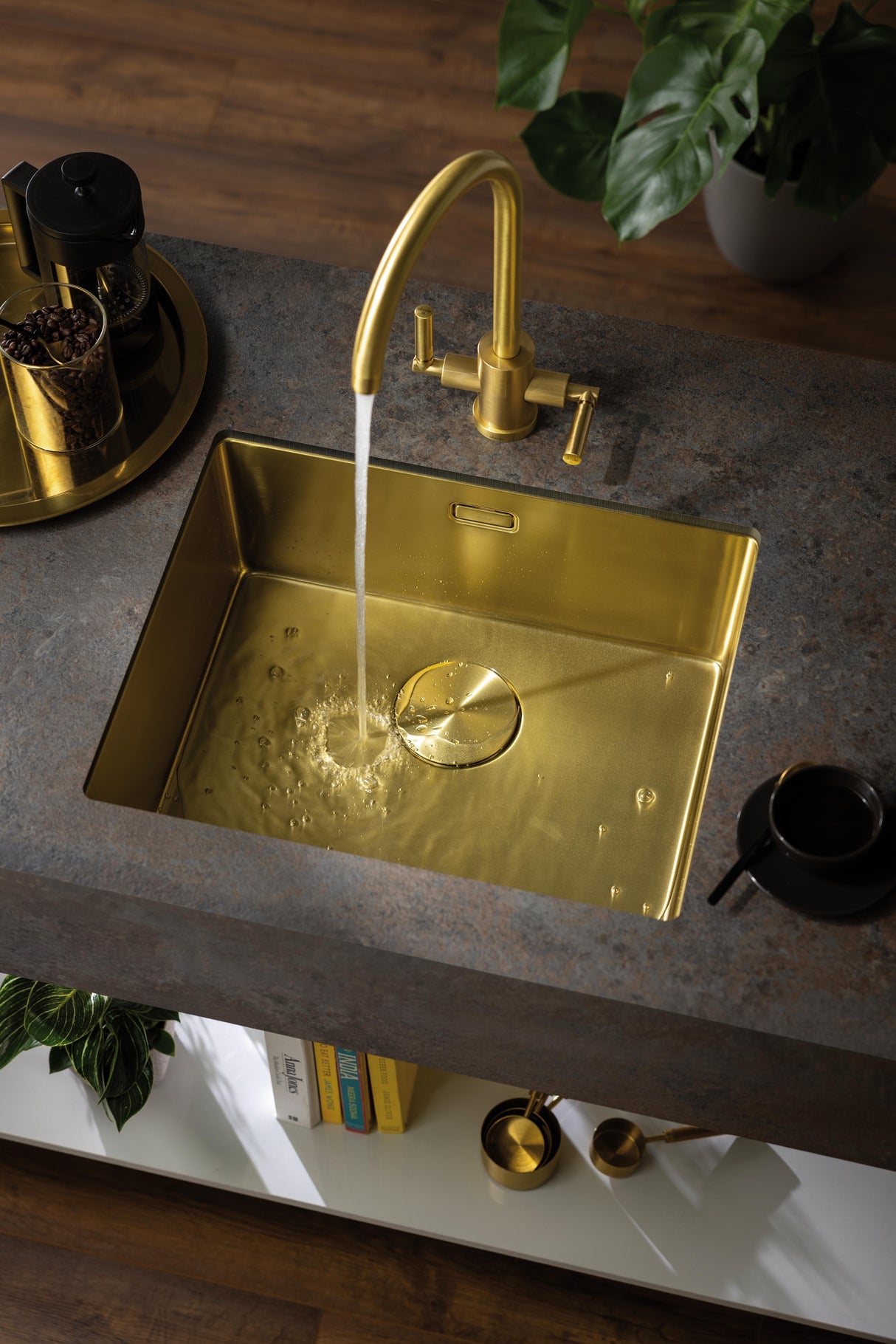 Abode Koto Single Bowl Inset/Undermount Kitchen Sink with PVD Finish
