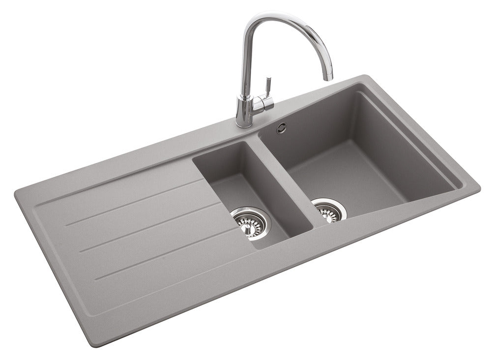 Rangemaster Mica 1.5 Bowl Inset Kitchen Sink in Grey Granite