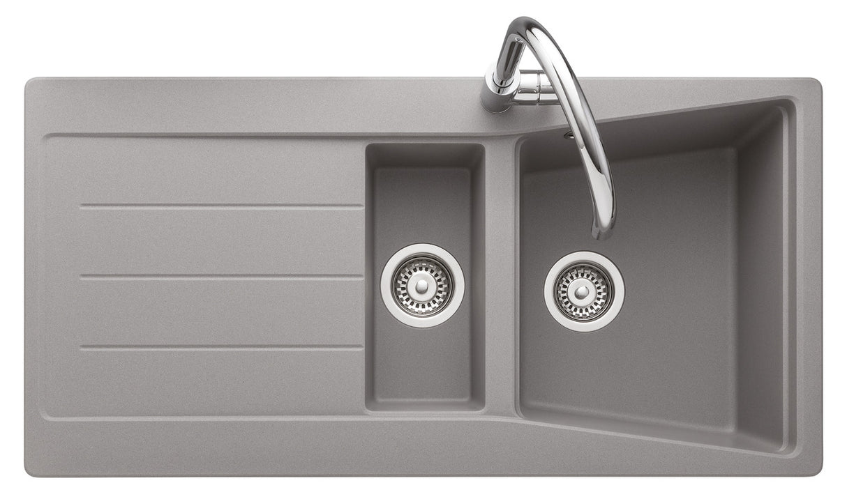 Rangemaster Mica 1.5 Bowl Inset Kitchen Sink in Grey Granite