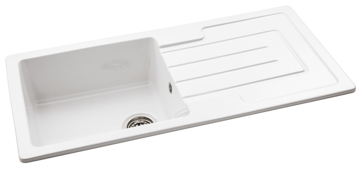 Abode Acton Inset Mount Single Bowl Kitchen Sink in Fire Clay Ceramic