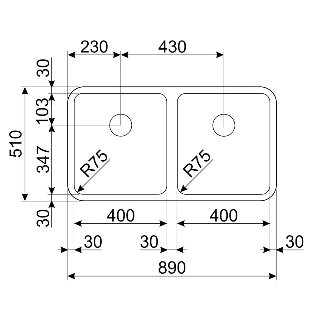 Smeg Alba Undermount Double Bowl Stainless Steel Kitchen Sink Stainless Steel