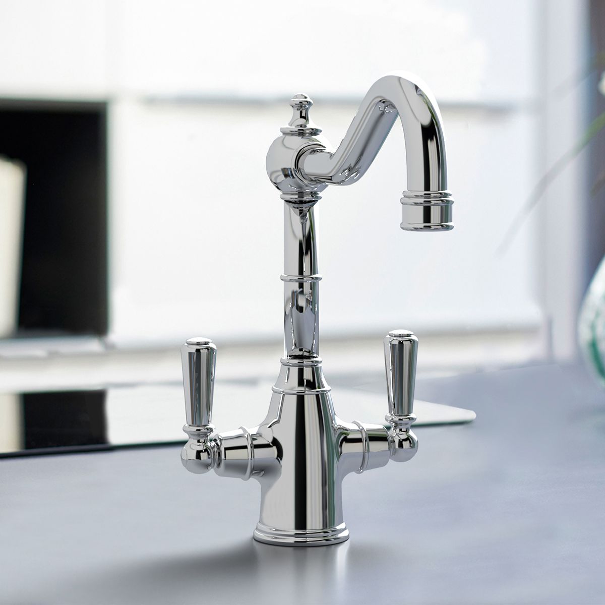 Bidbury & Co. Bickton Monobloc Kitchen Mixer Tap with Twin Lever Metal Handles