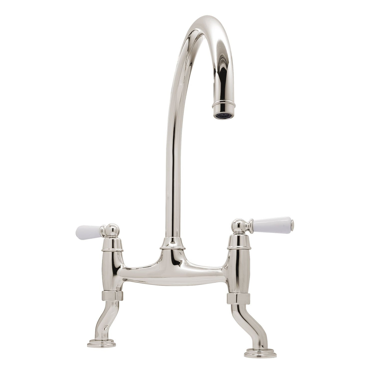 Bidbury & Co. Moreton Bridge Kitchen Mixer Tap with White Tipped Lever Handles & Regal Design