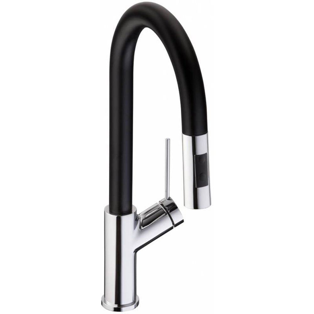 Abode Virtue Nero Pull Out Rinser Chrome Kitchen Mixer Tap