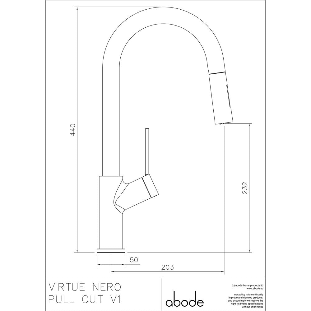 Abode Virtue Nero Pull Out Rinser Chrome Kitchen Mixer Tap