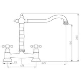 Abode Melford Traditional Bridge Dual Lever Kitchen Mixer Tap