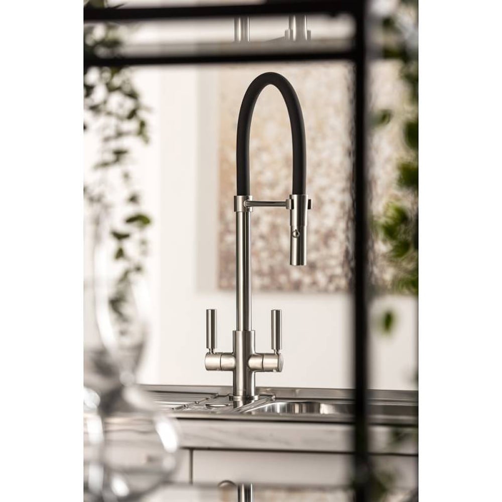 Abode Globe Twin Lever Pull Out Kitchen Sink Tap