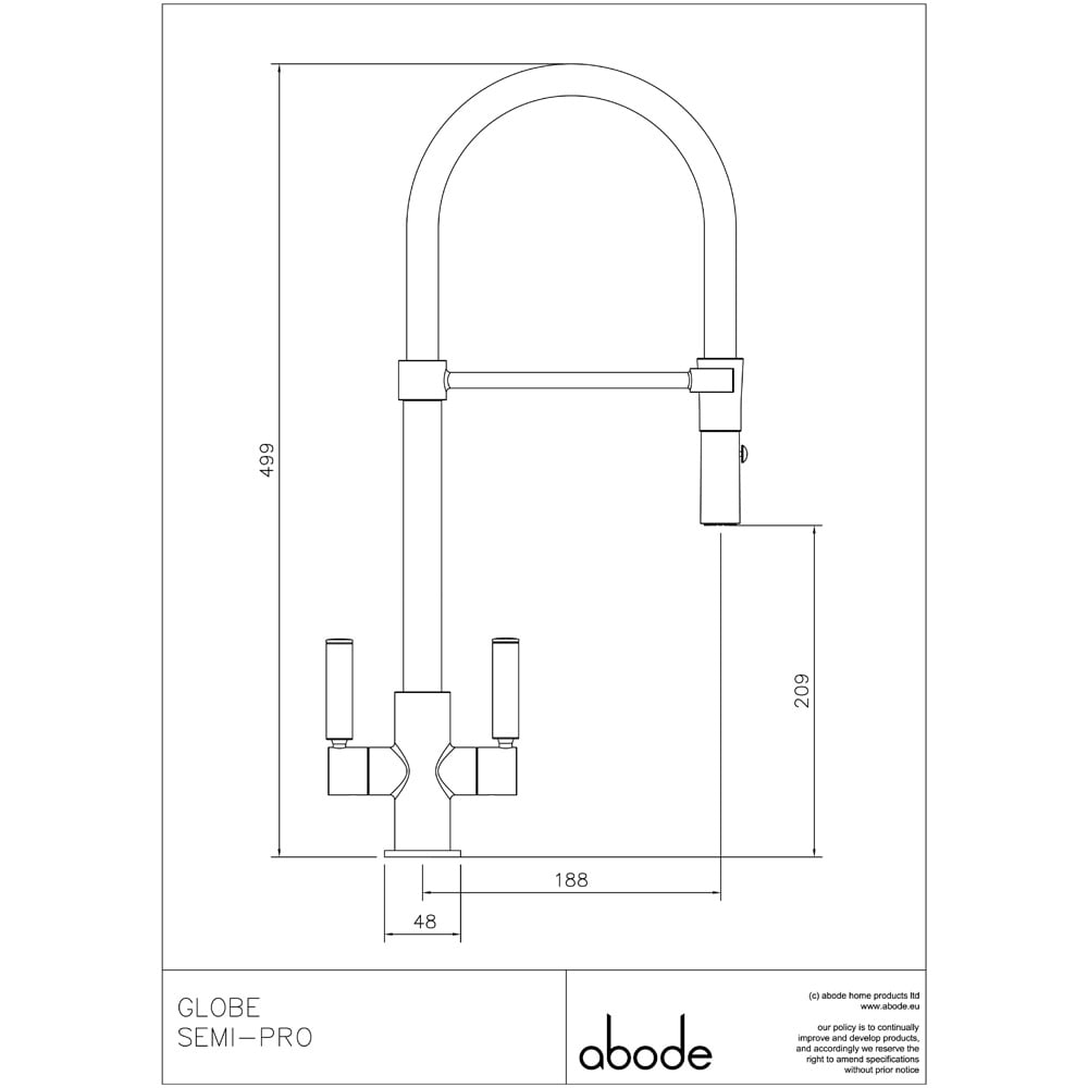 Abode Globe Twin Lever Pull Out Kitchen Sink Tap