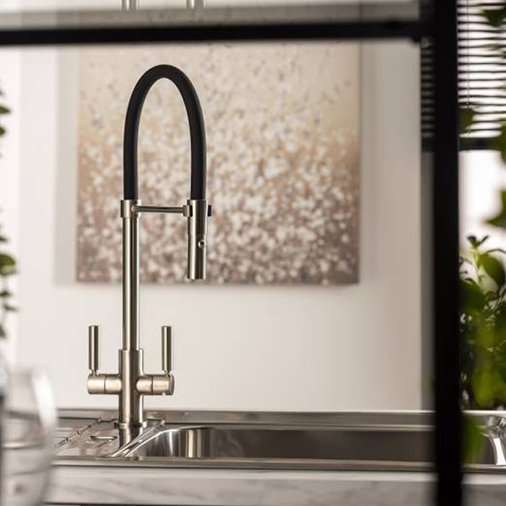 Abode Globe Twin Lever Pull Out Kitchen Sink Tap