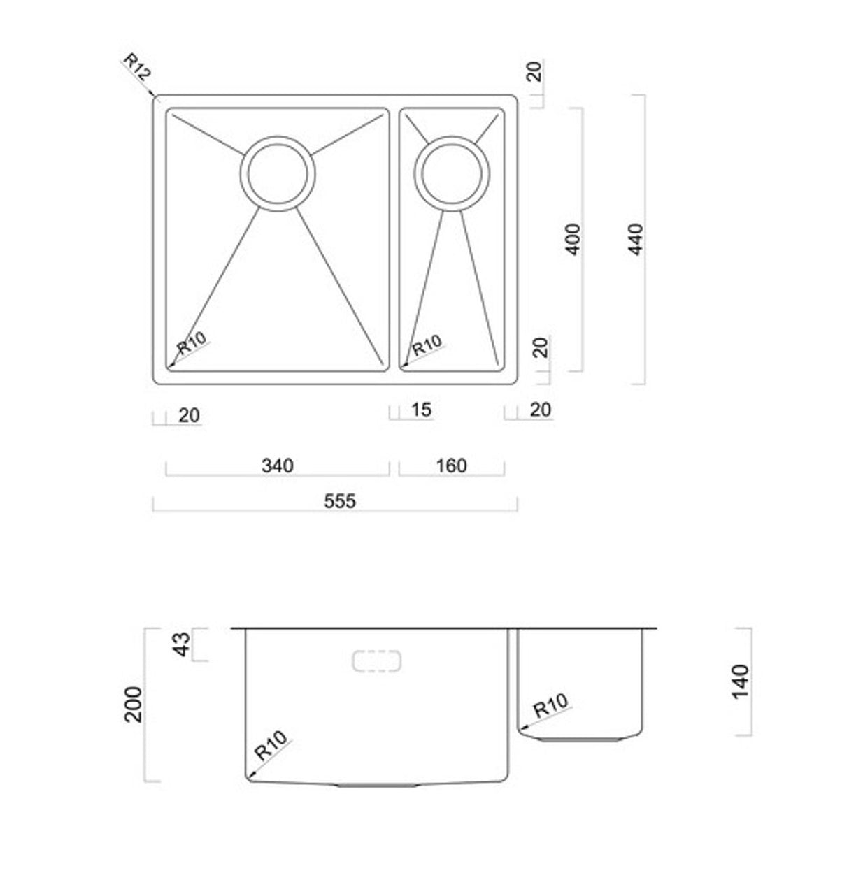 Rangemaster Spectra 1.5 Bowl Undermount & Inset Kitchen Sink in Brushed Metallic Sheen with Noise-Reduction Padding