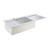 GROHE K1000 1 Bowl Inset Kitchen Sink & Drainer in Stainless Steel Finish with GROHE Whisper Insulation & Angular Diamond Base