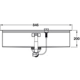 Technical drawing with dimensions for Grohe K800  Flush mount Single Bowl Kitchen Sink For 900 mm Cabinet In Stainless Steel Satin 57040470