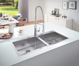 GROHE K800 2.0 Bowl Inset Kitchen Sink in Satin Finish with GROHE Whisper Insulation & Angular Diamond Base