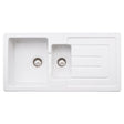 Abode Acton Inset Mount One And Quarter Bowl Kitchen Sink For 600mm Cabinet in Fire Clay Ceramic  White 56990520
