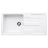 Abode Acton Inset Mount Single Bowl Kitchen Sink For 600mm Cabinet in Fire Clay Ceramic White 56990519