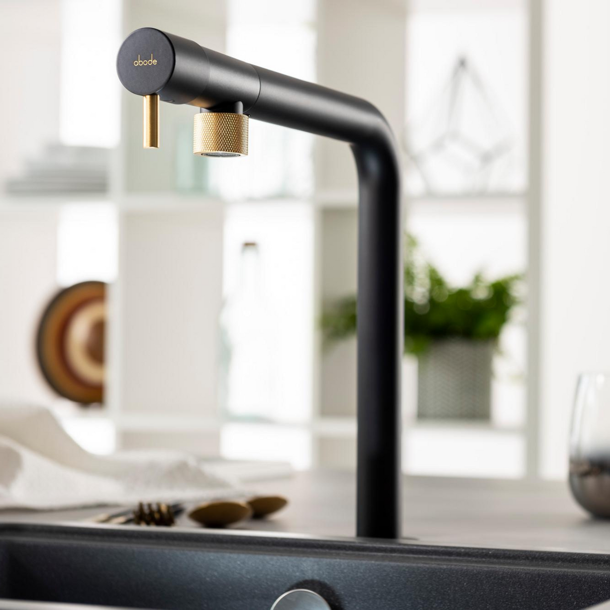 Abode Agilis L-Spout Single Lever Kitchen Mixer Tap Lifestyle