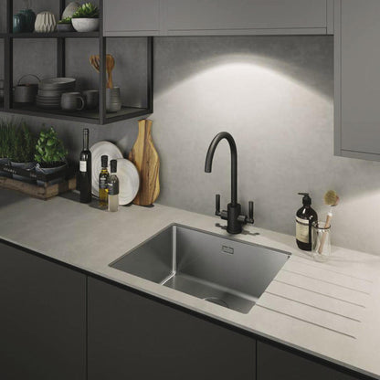 Abode Atlas C-Spout Mixer Tap With Dual Level Matt Black 57851321 Lifestyle