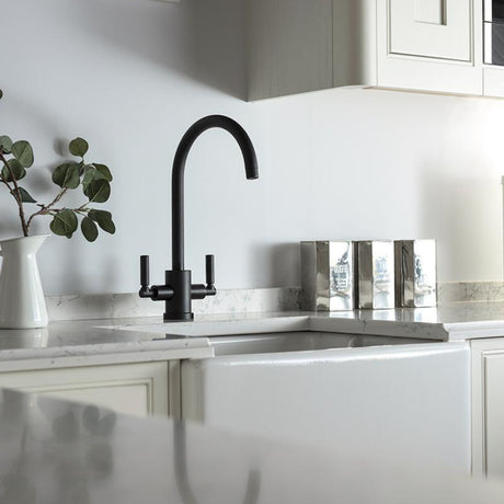 Abode Atlas C-Spout Mixer Tap With Dual Level Matt Black Life Style