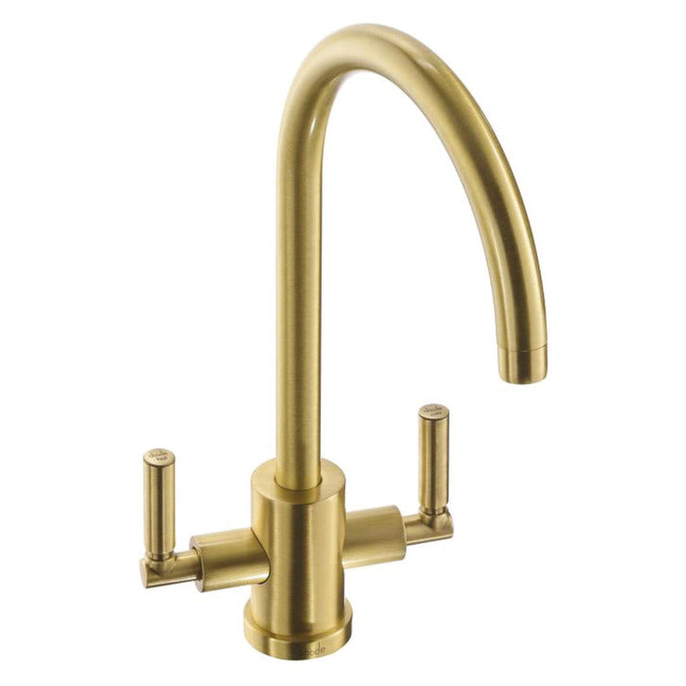 Abode Atlas C-Spout Mixer Tap With Dual Level Brushed Brass
