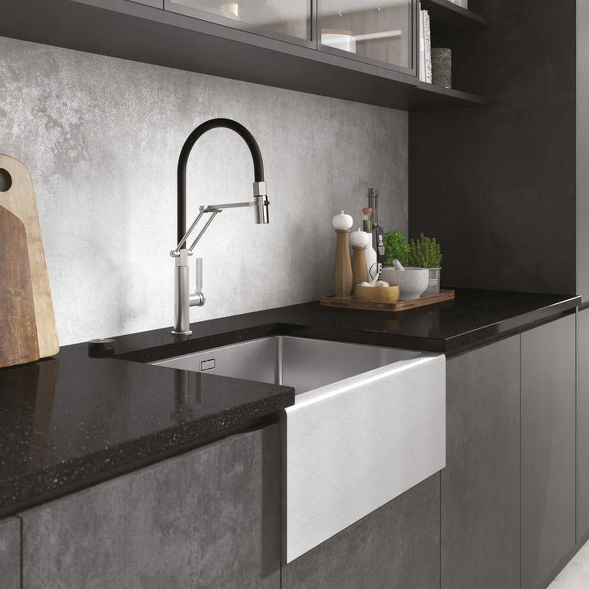 Abode Belfast Mount Single Bowl Kitchen Sink For 600mm Cabinet in Stainless Steel 56990464 Lifestyle
