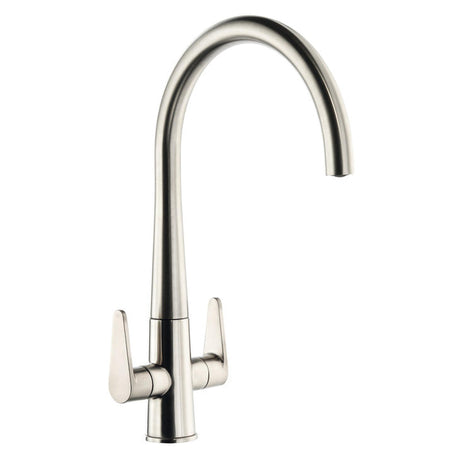 Abode Coniq R C-Spout Mixer Tap With Dual Lever Brushed nickel 56996670