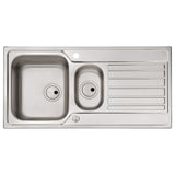 Abode Connekt Inset Mount One and Half Bowl Kitchen Sink For 600mm Cabinet in Stainless Steel 56990446