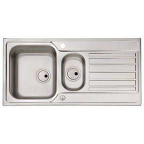 Abode Connekt Inset Mount One and Half Bowl Kitchen Sink For 600mm Cabinet in Stainless Steel 56990446