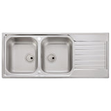 Abode Connekt Inset mount Double Bowl Kitchen Sink For 800mm Cabinet in Stainless Steel 56990447 