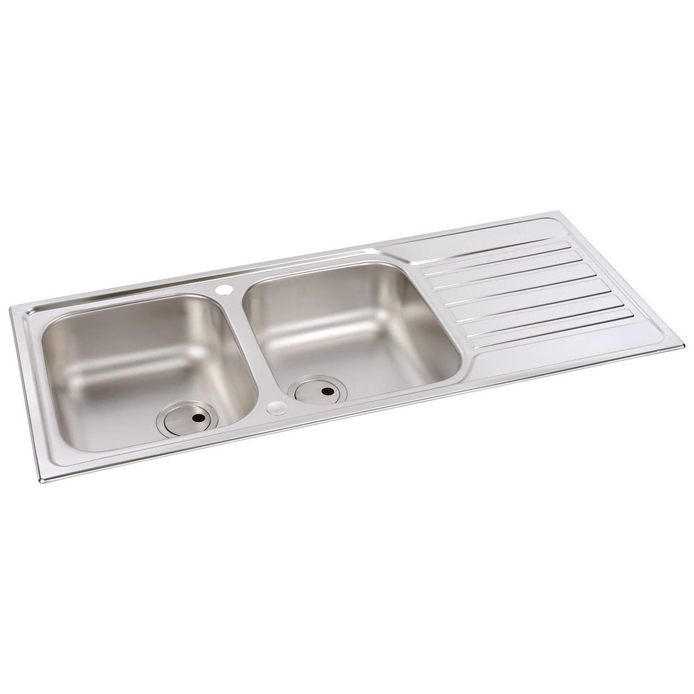 Abode Connekt Inset mount Double Bowl Kitchen Sink For 800mm Cabinet in Stainless Steel 56990447 