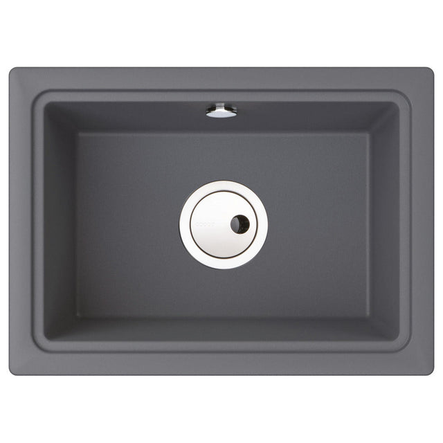 Abode Denton Undermount Inset Mount Single Bowl Kitchen Sink Accessories For 600mm Cabinet in Composite Light Grey Metallic 56990514