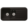 Abode Dune Inset Mount One and Half Bowl Kitchen Sink For 600mm Cabinet in Ceramic Black Granite