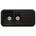 Abode Dune  Inset Mount One and Half Bowl Kitchen Sink For 600mm Cabinet in Ceramic Black Metallic 56990484