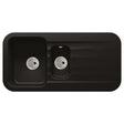 Abode Dune  Inset Mount One and Half Bowl Kitchen Sink For 600mm Cabinet in Ceramic Black Metallic 56990484
