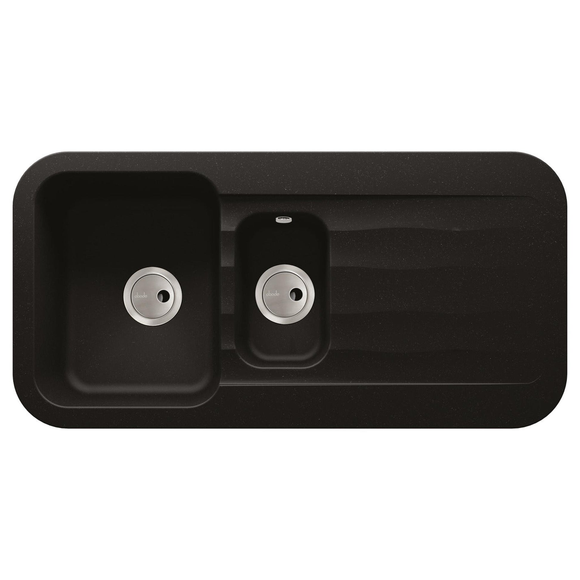 Abode Dune  Inset Mount One and Half Bowl Kitchen Sink For 600mm Cabinet in Ceramic Black Metallic 56990484