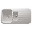 Abode Dune Inset Mount One and Half Bowl Kitchen Sink For 600mm Cabinet in Ceramic Frost White