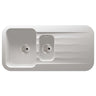 Abode Dune Inset Mount One and Half Bowl Kitchen Sink For 600mm Cabinet in Ceramic Frost White