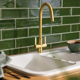 Abode Dune Inset Mount One and Half Bowl Kitchen Sink For 600mm Cabinet in Ceramic Frost White Life Style