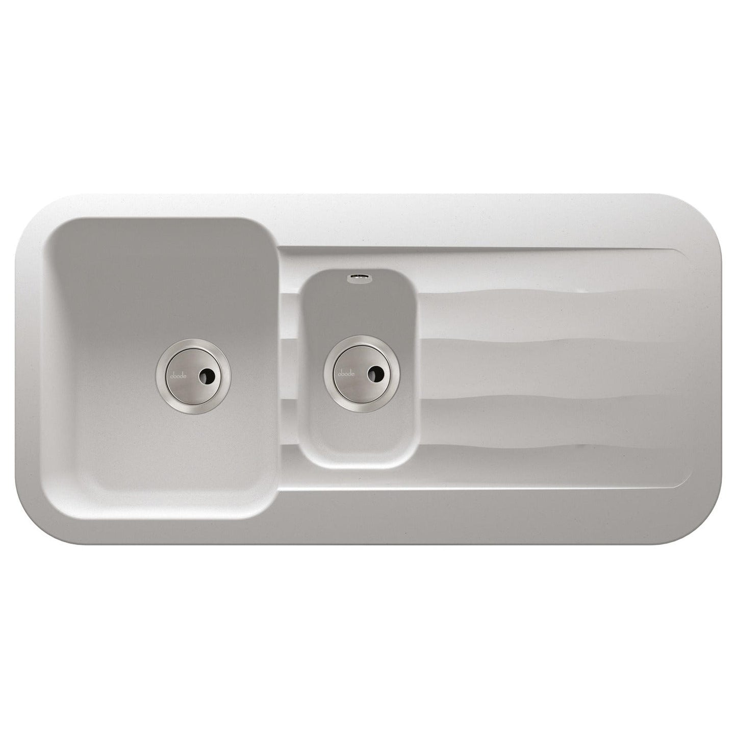 Abode Dune  Inset Mount One and Half Bowl Kitchen Sink For 600mm Cabinet in Ceramic Frost white 56990503
